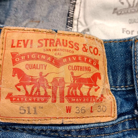 Levis 511 Jeans Mens Size 36x30 Blue Straight Leg Distressed Denim Pants GUC - Picture 8 of 11